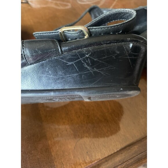 SAS Black Leather Open Toe Slingback Dress Sandals Shoes Heels Womens 8.5M Wedge - Picture 5 of 16